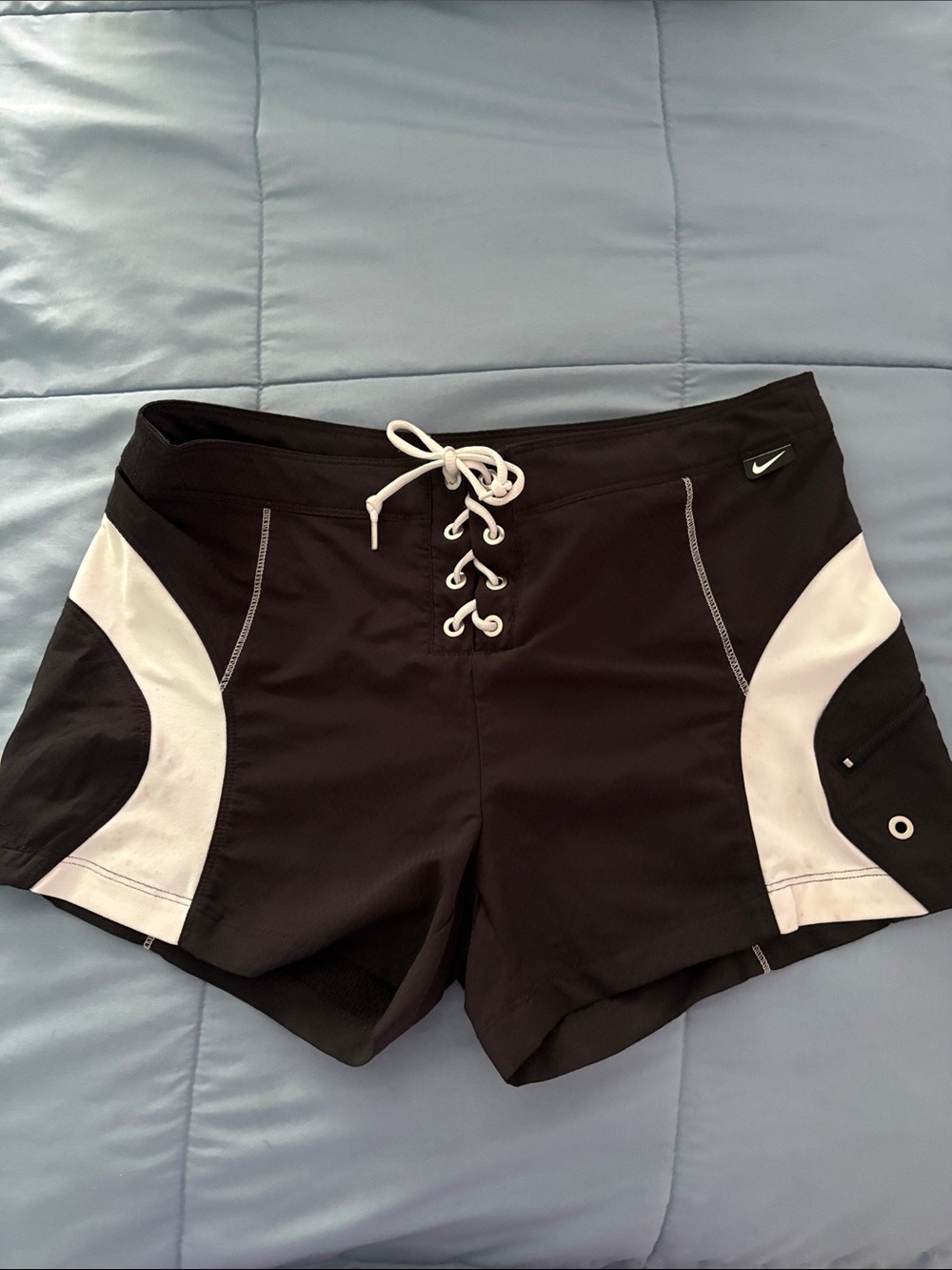 Nike Black and White Lace-Up Women’s Athletic Shorts